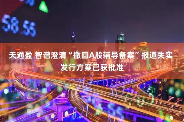 天通盈 智谱澄清“撤回A股辅导备案”报道失实 发行方案已获批准